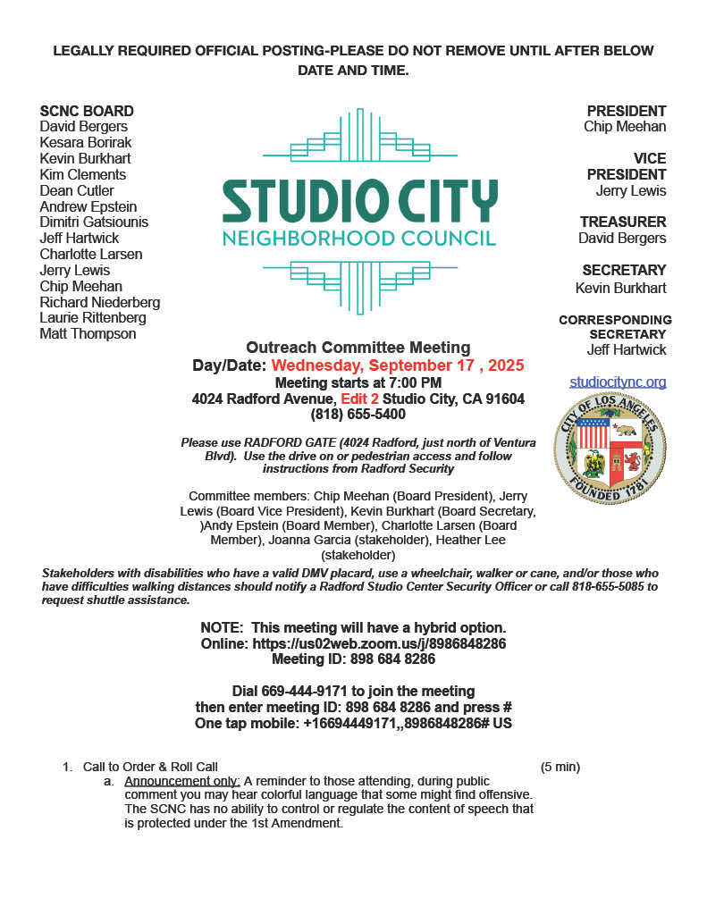 Outreach Meeting Wednesday