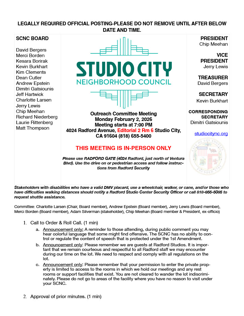 Outreach Committee Meeting Tonight